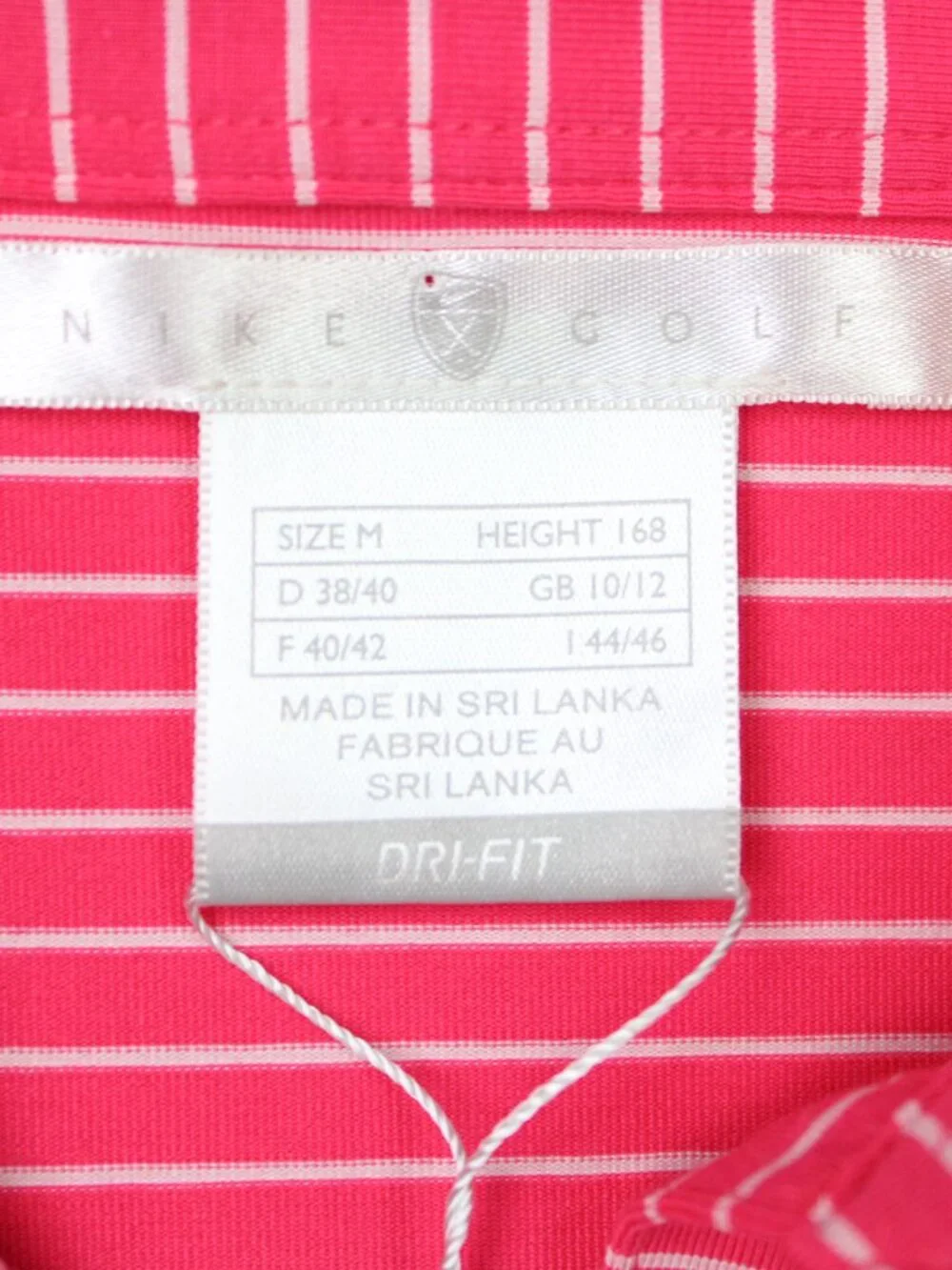 Nike Polo Shirt NWT Womens Medium Pink/White Striped Dri-Fit Golf Short Sleeve